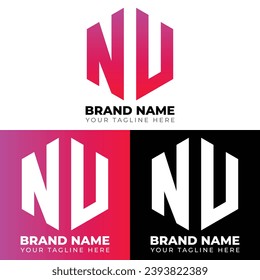 Logotipo de polígono de letras dobles N U, diseño de logotipo de dos letras N U, plantilla de diseño de logotipo de vector creativo minimalista