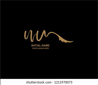 N U Initial Handwriting Logo Template