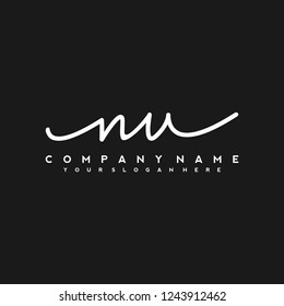 N U Initial handwriting logo vector