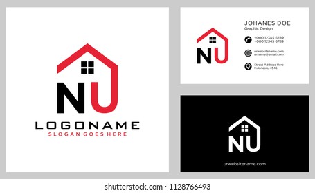 N U initial logo template vector