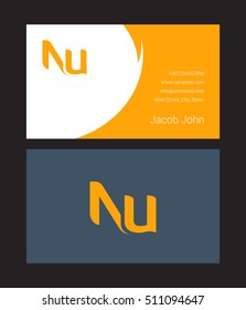 N & U Letter logo, with Business card template
