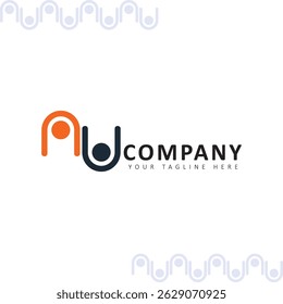N and U Letter Logo with Connected People Concept for Business Identity and Branding
