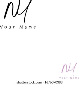 N U NU Initial letter handwriting and signature logo.