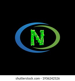 N Unique abstract geometric vector logo design