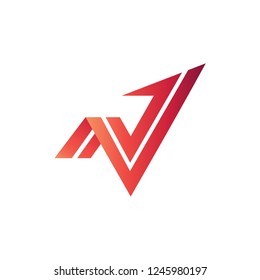 N and V Arrow Logo Vector