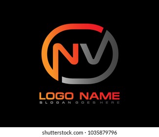 N V Initial circle logo template vector