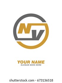 N V initial circle logo template vector