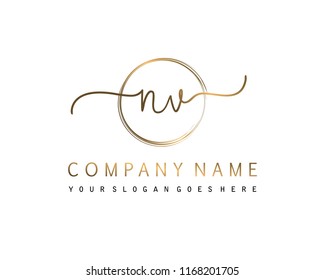 N V Initial handwriting logo vector