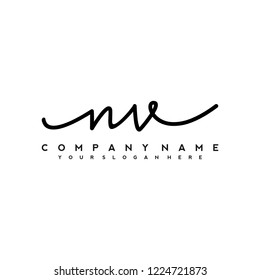 N V Initial handwriting logo vector
