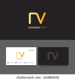 N V joint logo letter design with business card template