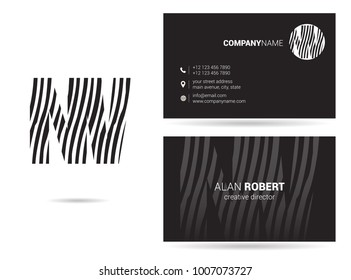 N & V joint logo waves letter design with business card template