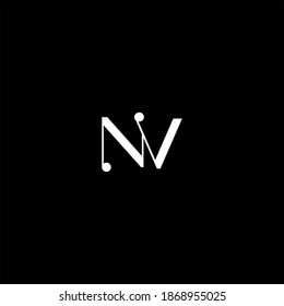 Diseño creativo del logotipo de la letra N V sobre fondo de color negro. monograma de nv