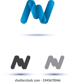 n or v or w letter logo template