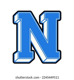 N V44 Typography Patch Streetwear, Urban Design Baby Blue Colors Patch Commercial Use