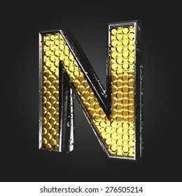 n vector golden and silver letter