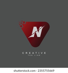 N vector triangle natural logo design template for branding, corporate identity