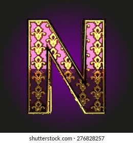 n  vector violet letter with gold