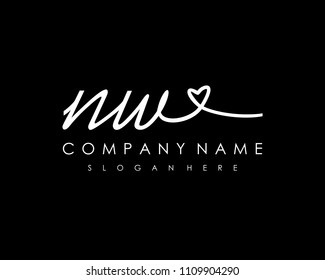 N W Initial handwriting logo vector