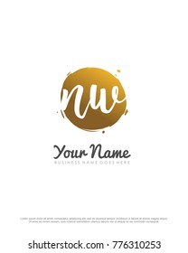 N & W initial splash logo template vector