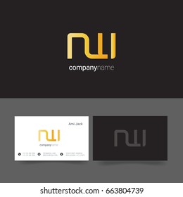N W joint logo letter design with business card template