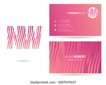 N & W joint logo waves letter design with business card template