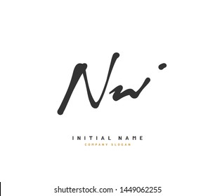 N W NW Beauty vector initial logo, handwriting logo of initial signature, wedding, fashion, jewerly, boutique, floral and botanical with creative template for any company or business.
