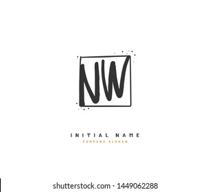 N W NW Beauty vector initial logo, handwriting logo of initial signature, wedding, fashion, jewerly, boutique, floral and botanical with creative template for any company or business.