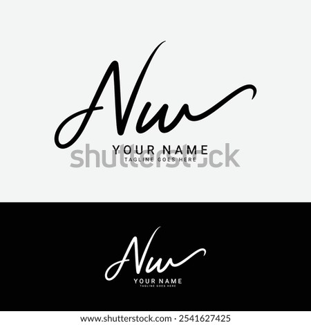 N, W, NW Initial letter logo. Alphabet NW Handwritten Signature logo