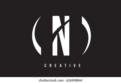 N White Letter Logo Design with White Background Vector Illustration Template.