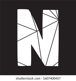 N white vector alphabet letter isolated on black background