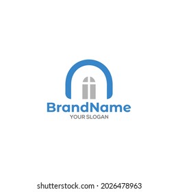 N Window Church Logo Design Vector
