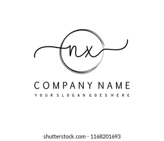 N X Initial handwriting logo vector
