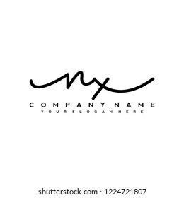 N X Initial handwriting logo vector