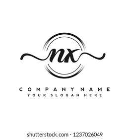N X Initial handwriting logo vector