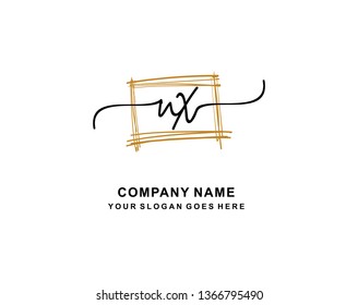 N X Initial Handwriting Logo Template