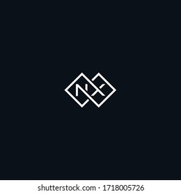 N X initial letters looping linked square monogram logo, EPS 10