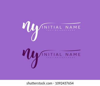 N Y Initial handwriting logo vector. Hand lettering for designs.