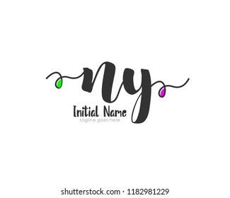 N Y Initial handwriting logo vector template