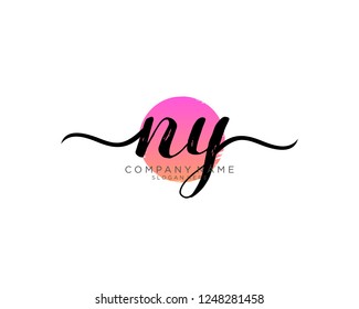 N Y Initial handwriting logo vector