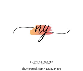 N Y Initial handwriting logo vector
