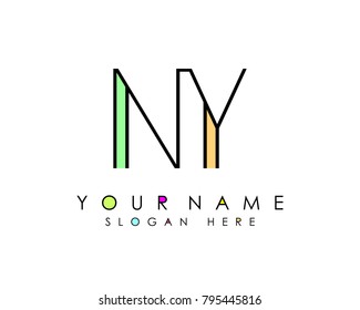 N & Y initial minimalist logo template vector