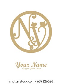 N Y initial wedding decorative logo template