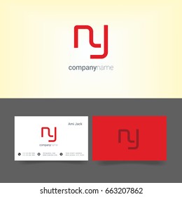 N Y joint logo design vector with business card template