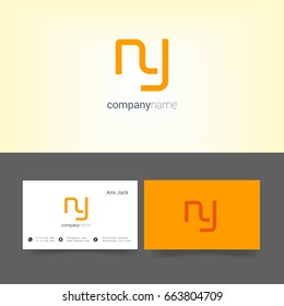 N Y joint logo letter design with business card template