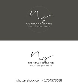 N Y NY Initial letter handwriting and signature logo.	