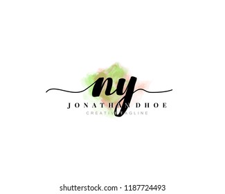 N Y NY Initial watercolor logo