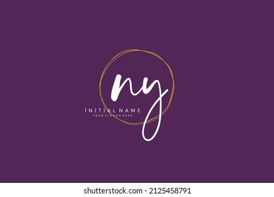 N Y NY logo, Initial lettering handwriting or handwritten for identity. Logo with signature and hand drawn style.