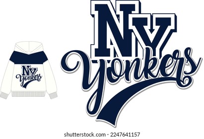 N and Y stamp vector illustration and city name vector. New York. College style graphic. Varsity graphic