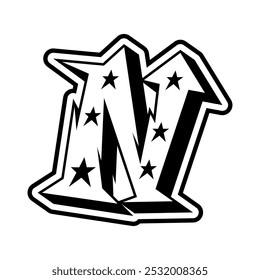 N Y2K Logo Patch Apparel Fashion Vector Design K55, Commercial Use