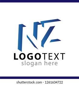 N Z initial letter with negative space logo icon vector template
